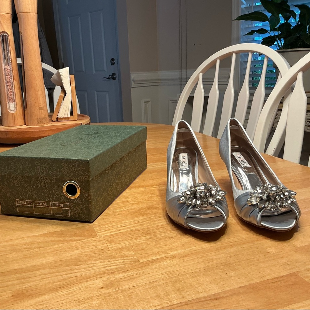 Elegant Silver Peep-Toe Heels